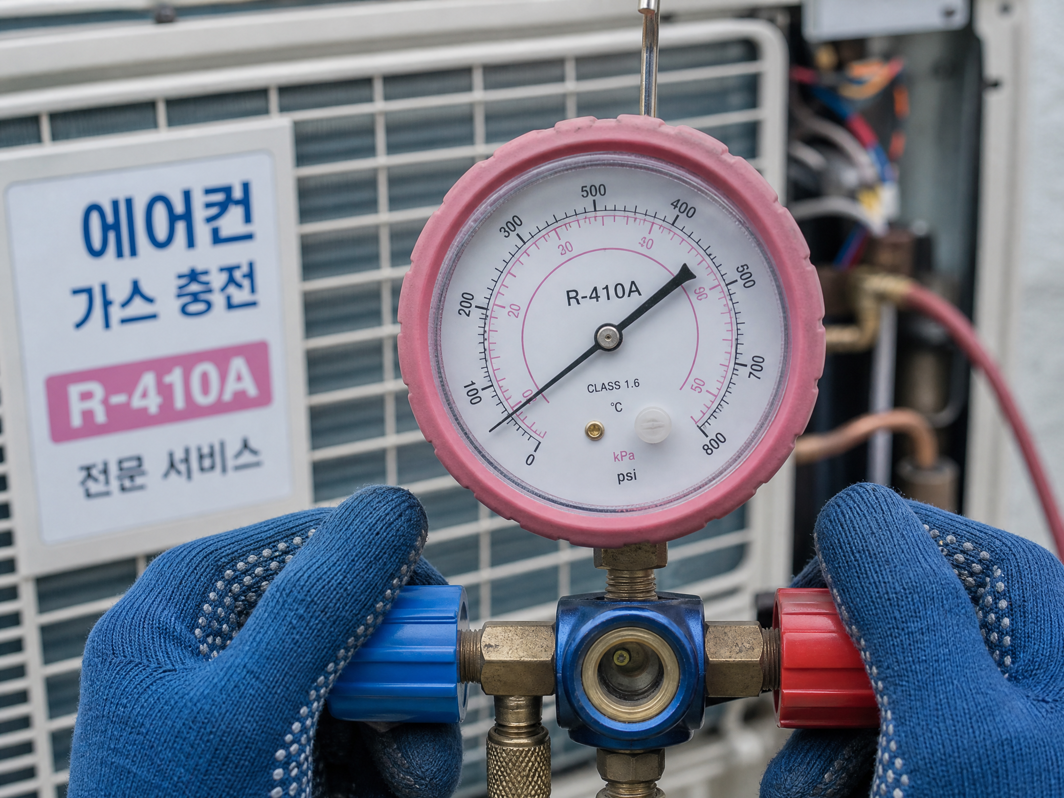 충남 에어컨 가스충전 작업 현장 2