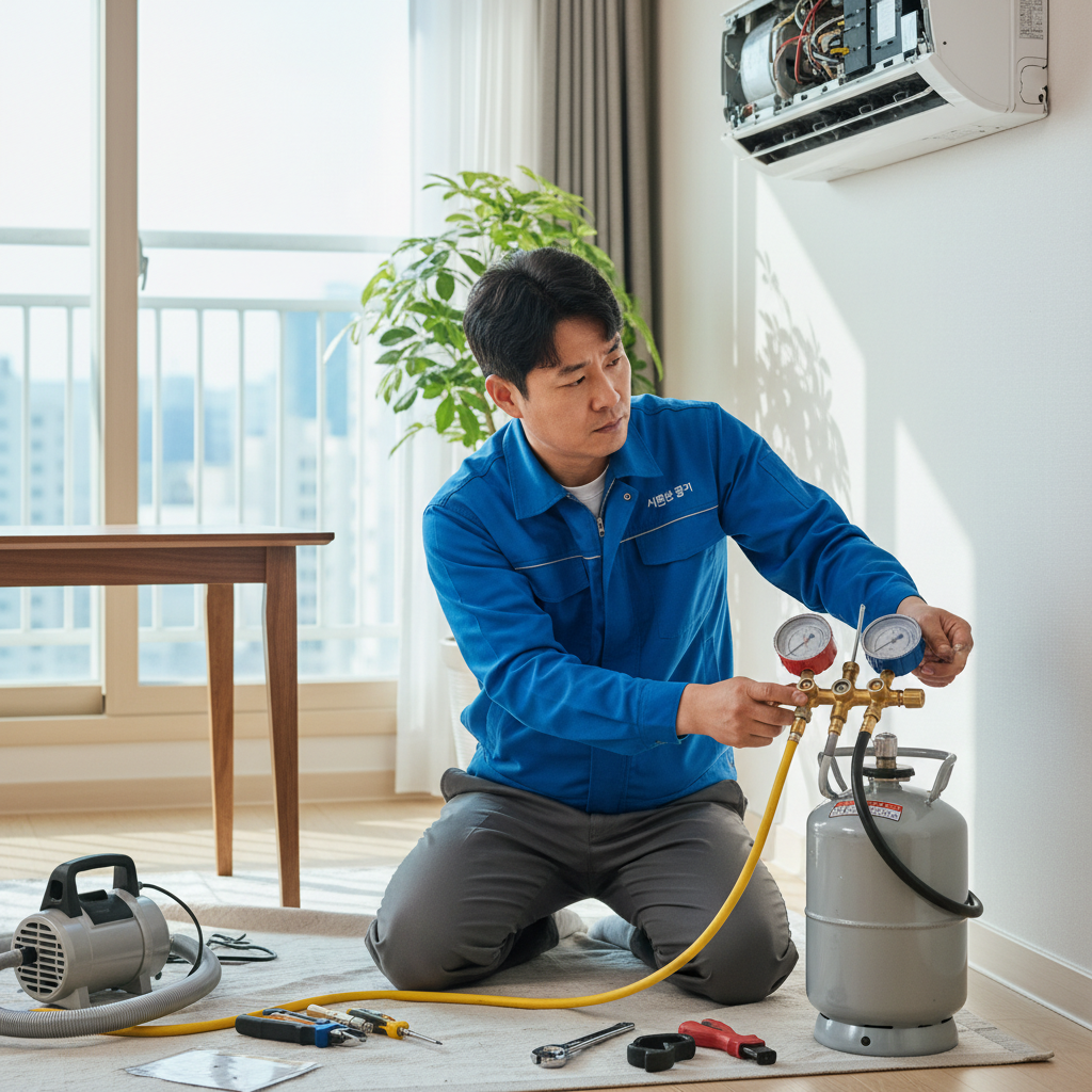 서산읍 에어컨 전문 작업 진행 중