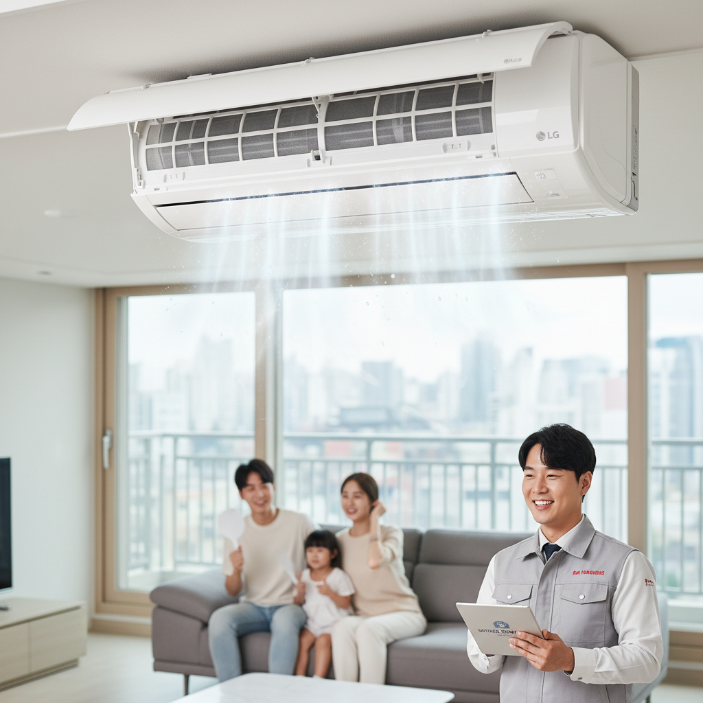 운산면 에어컨 가스충전 작업 완료
