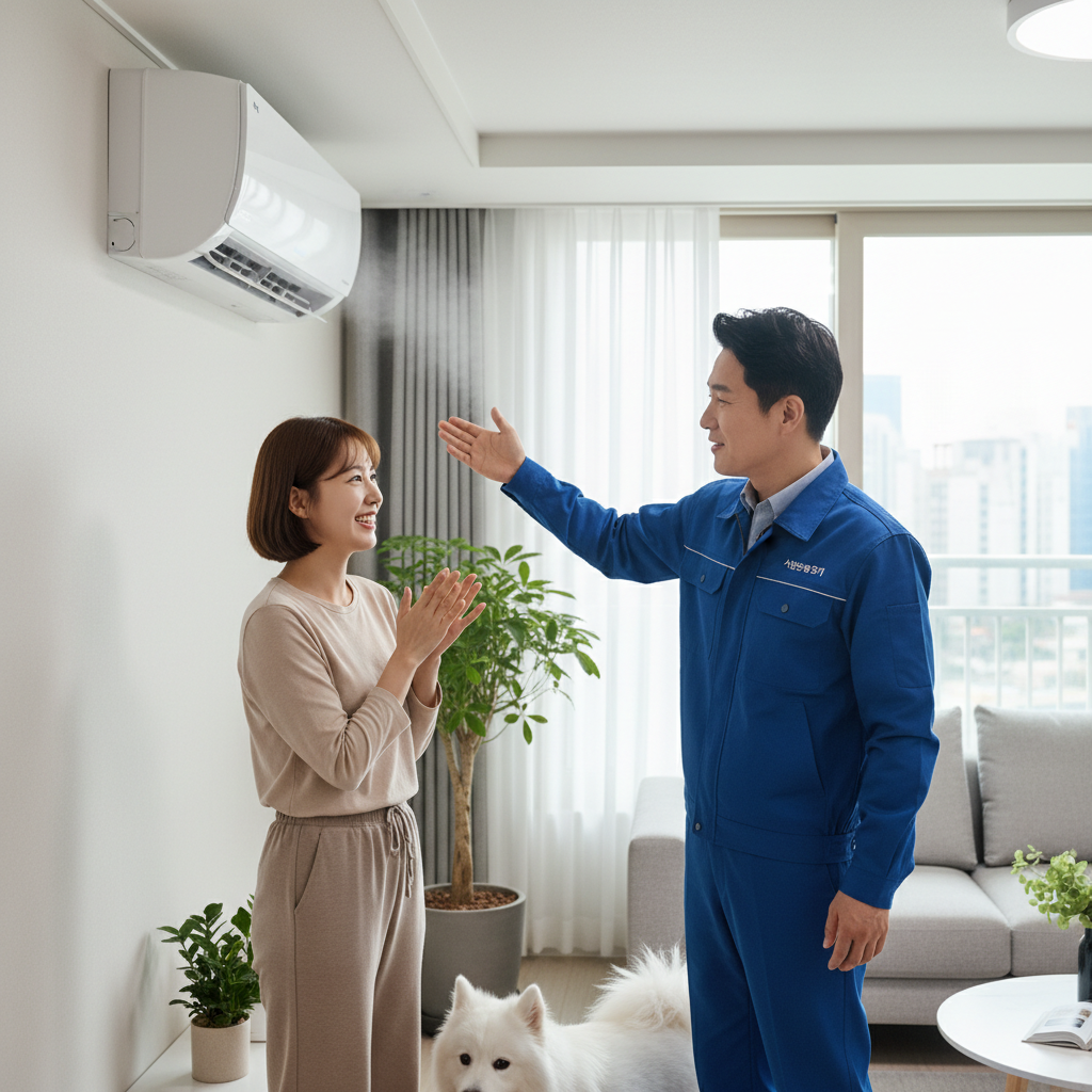불당동 에어컨 가스충전 작업 완료