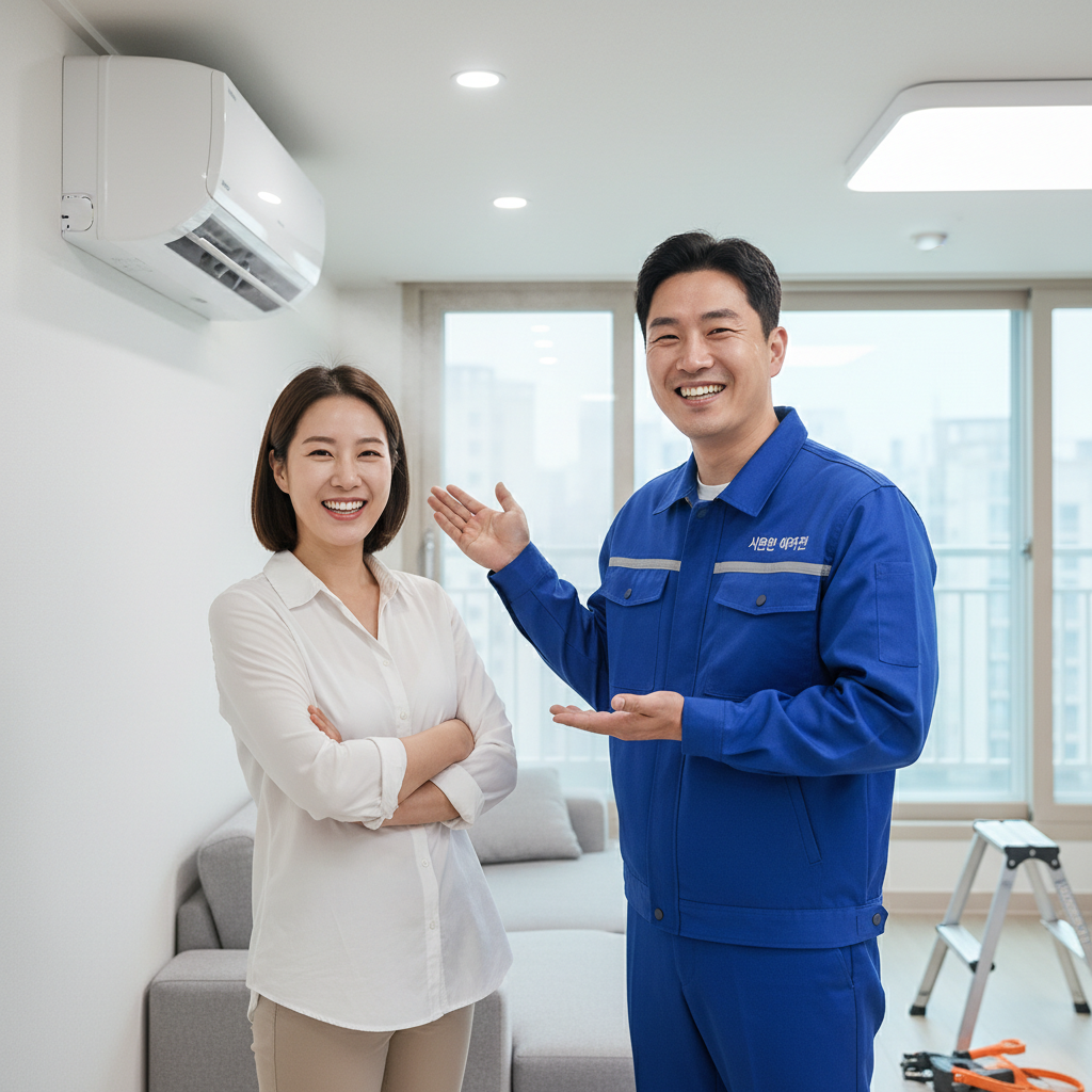 구로구 오류동 에어컨 수리 작업 완료
