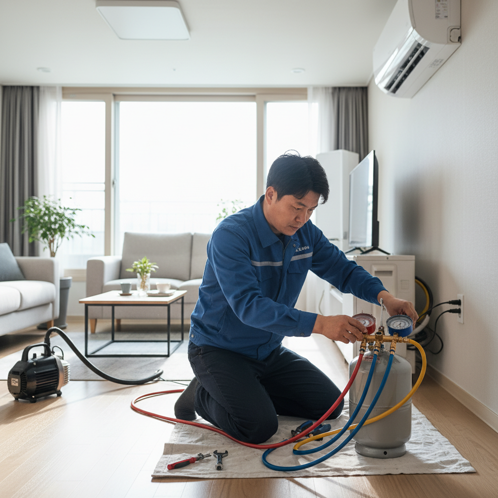 외삼동(대전) 에어컨 전문 작업 진행 중
